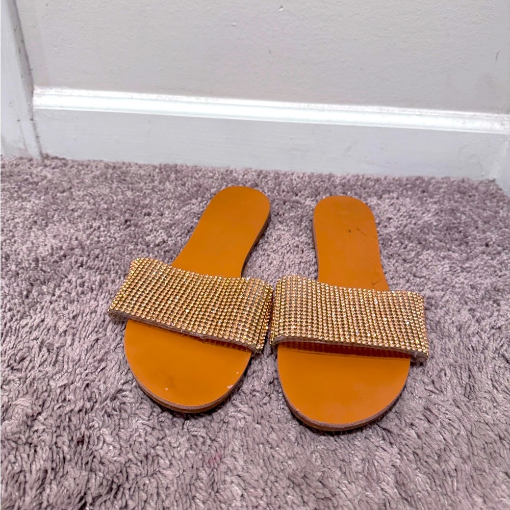 Glitter, gold sandals